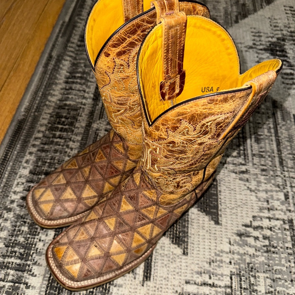 Tin Haul Brown and Yellow Heeled Boots